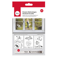 Fenster Malvorlagen Hochzeit&Liebe 3 Vorlagen + 1 Kreidemarker