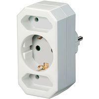 Adapterstecker 2xEuro 1x Schutzkontakt weiß