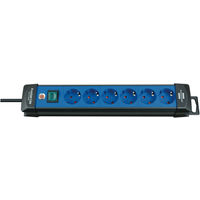 Steckdosenleiste Prem.-Line 6f. sw/blau mit Schalter, 3m H05VV-F3G1,5