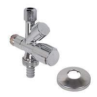 MS Auslaufventil 1/2"AG x 3/4"AG x 1/2"T blank poliert, Gockelgriff