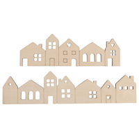 Holzleiste Mini Häuser natur 2St. 10,6x3,4 + 14,1x3,4cm
