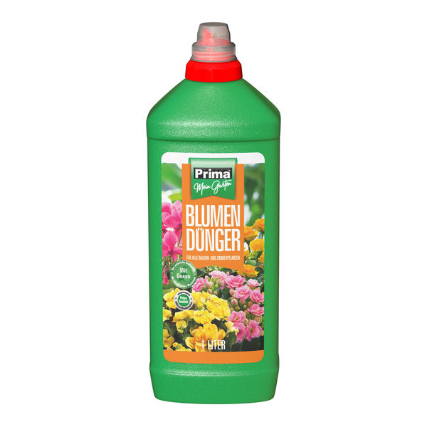 Prima Blumendünger flüssig mit Guano 1l NPK 7+5+6 mit Spuren Dosier-Vierkantfla.