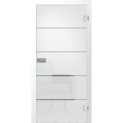 Prima Glastür Stripes klar 959x2097mm DR ESG grün 8mm Studio/Office S.klar/F.matt