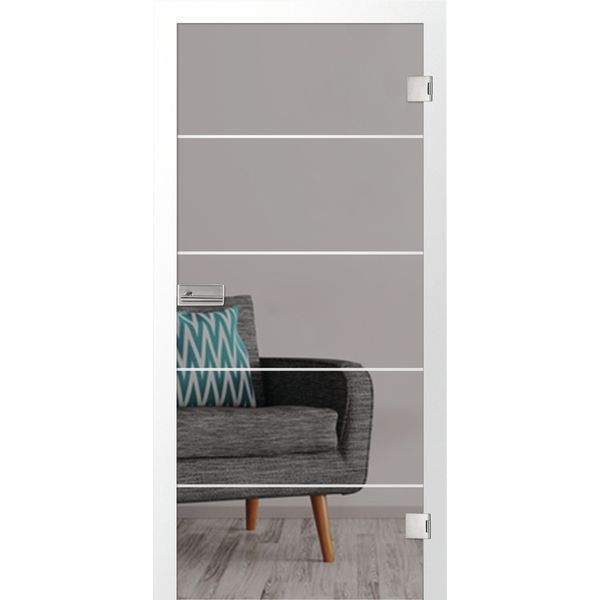 Prima Glastür Stripes matt 959x2097mm DR ESG grün 8mm Studio/Office S.matt/F.klar