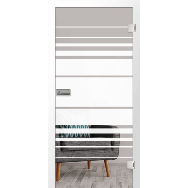 Prima Glastür Block 959x2097mm DIN R Blockstreifen ESG grün 8mm Studio/Office