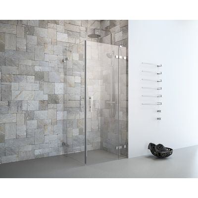 Prima EV+ Eckeinst.Tür+FT,4-tlg. 90x90 Chrom, FT=Festteil, ST=Seitenteil,H200cm