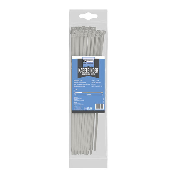 Prima Kabelbinder 4,8x280mm weiß 50 Stück