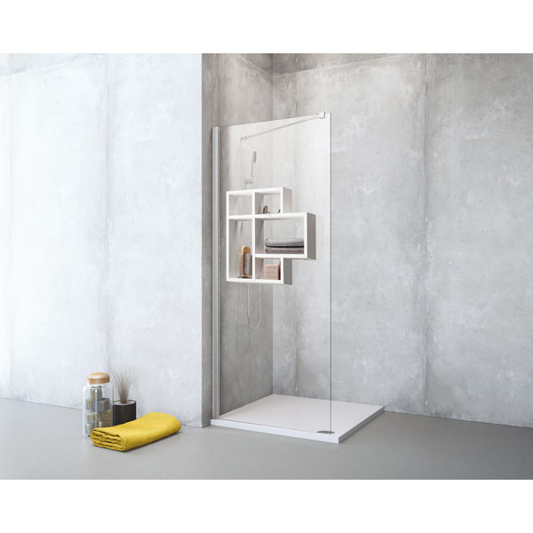 Prima EV Walk-In 1-tlg m.Regal Gr120x200 EuroVario Profil Silber, Regal Weiß