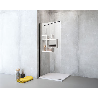 Prima EV Walk-In 1-tlg m.Regal Gr120x200 EuroVario Profil Schwarz, Regal Weiß