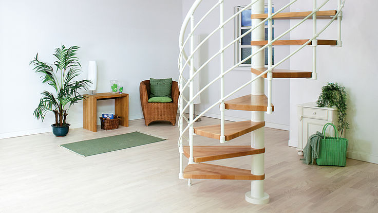 Wendeltreppe mit Metallgelaender