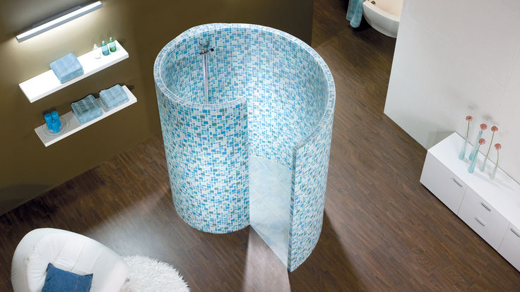 Blau gemusterte Schnecken-Dusche