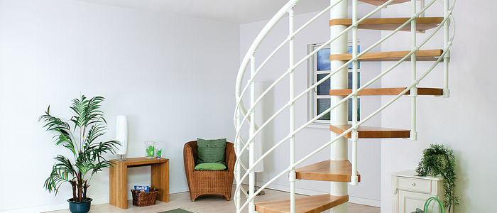 Wendeltreppe mit Metallgelaender