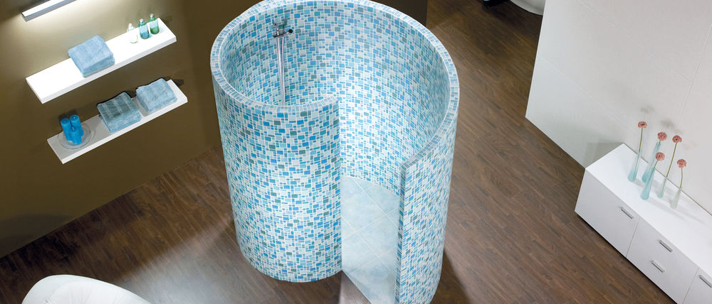 Blau gemusterte Schnecken-Dusche